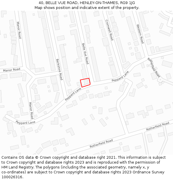 40, BELLE VUE ROAD, HENLEY-ON-THAMES, RG9 1JG: Location map and indicative extent of plot