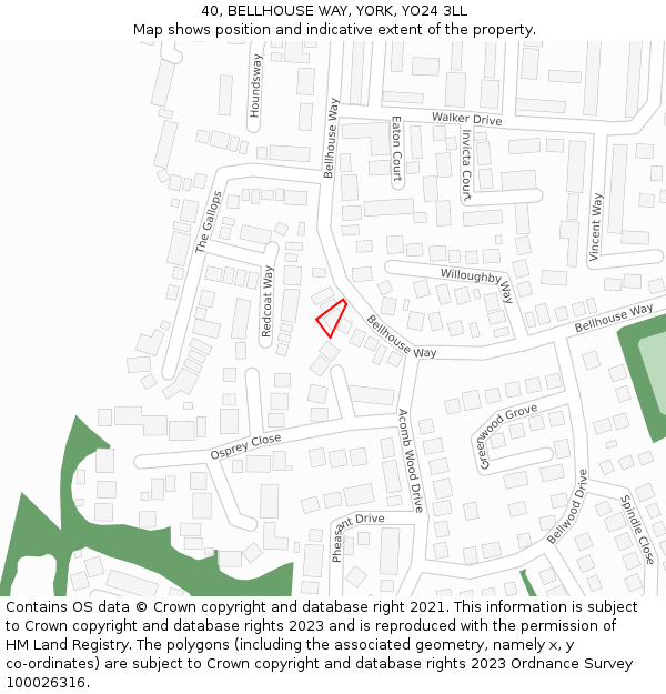 40, BELLHOUSE WAY, YORK, YO24 3LL: Location map and indicative extent of plot