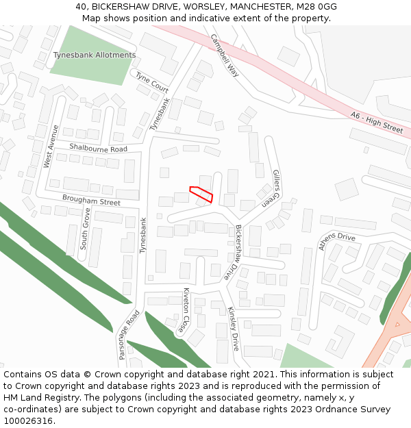 40, BICKERSHAW DRIVE, WORSLEY, MANCHESTER, M28 0GG: Location map and indicative extent of plot