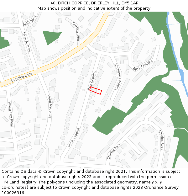 40, BIRCH COPPICE, BRIERLEY HILL, DY5 1AP: Location map and indicative extent of plot