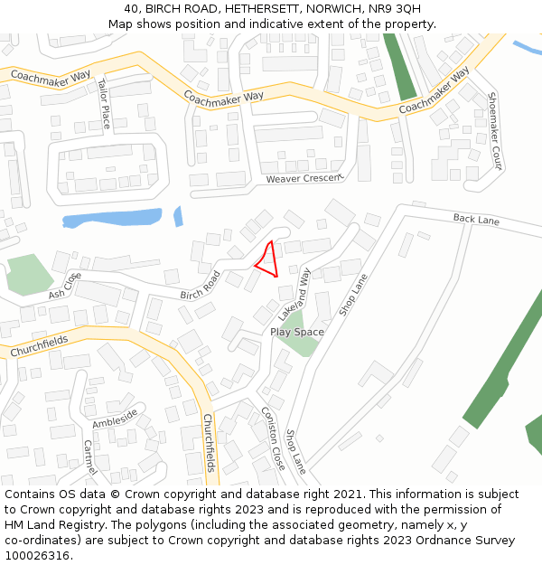 40, BIRCH ROAD, HETHERSETT, NORWICH, NR9 3QH: Location map and indicative extent of plot