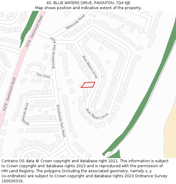 40, BLUE WATERS DRIVE, PAIGNTON, TQ4 6JE: Location map and indicative extent of plot