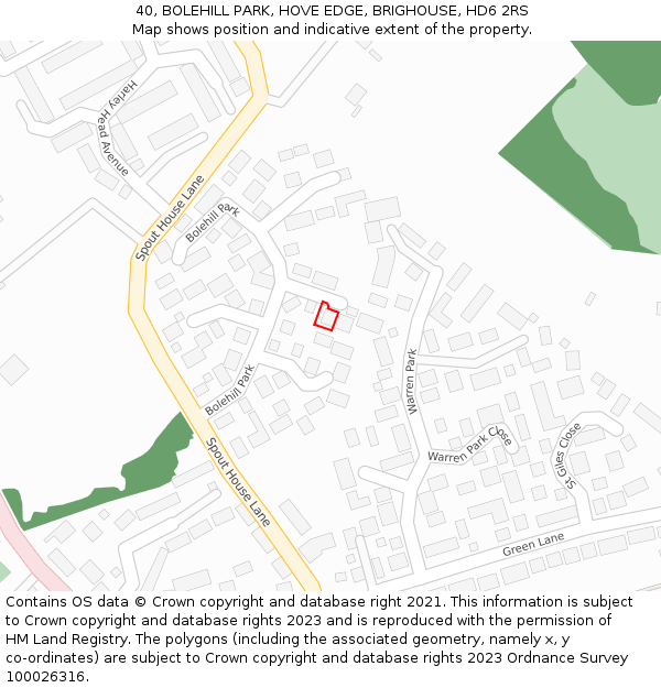 40, BOLEHILL PARK, HOVE EDGE, BRIGHOUSE, HD6 2RS: Location map and indicative extent of plot