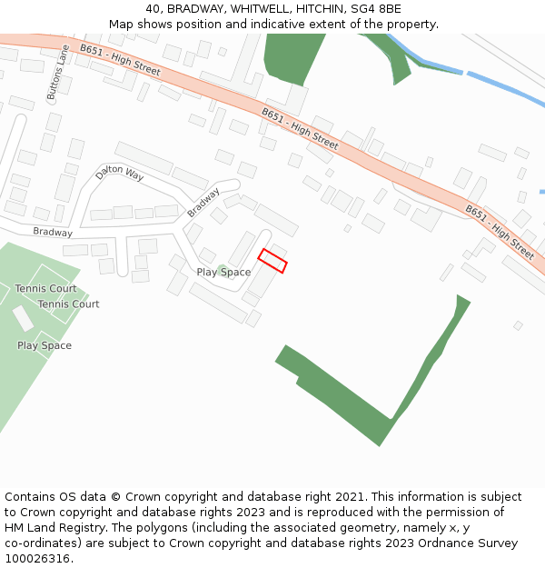40, BRADWAY, WHITWELL, HITCHIN, SG4 8BE: Location map and indicative extent of plot