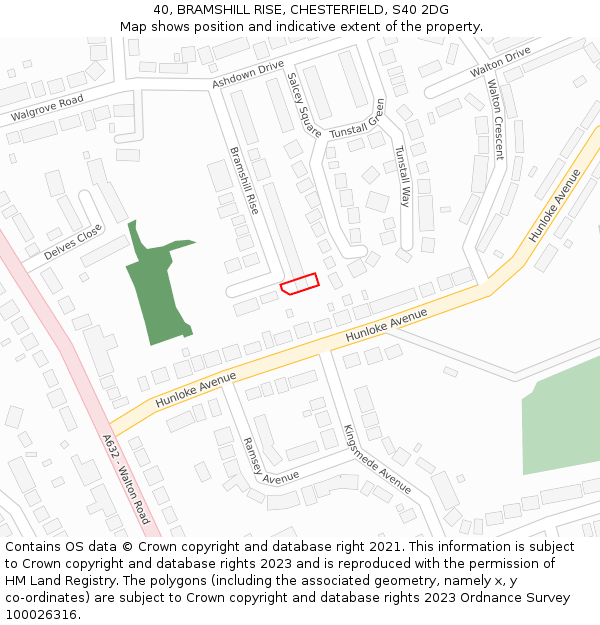 40, BRAMSHILL RISE, CHESTERFIELD, S40 2DG: Location map and indicative extent of plot