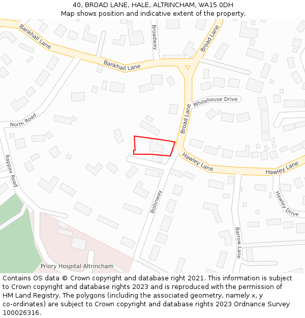 40, BROAD LANE, HALE, ALTRINCHAM, WA15 0DH: Location map and indicative extent of plot