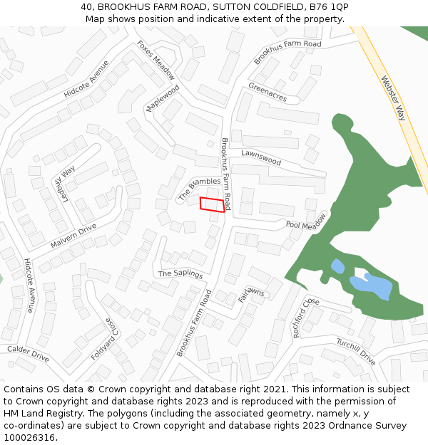 40, BROOKHUS FARM ROAD, SUTTON COLDFIELD, B76 1QP: Location map and indicative extent of plot