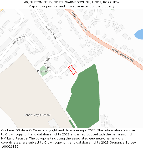 40, BUFTON FIELD, NORTH WARNBOROUGH, HOOK, RG29 1DW: Location map and indicative extent of plot