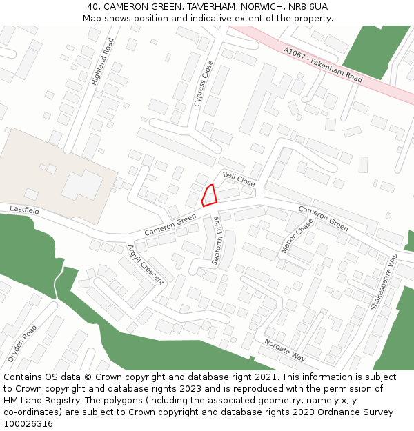 40, CAMERON GREEN, TAVERHAM, NORWICH, NR8 6UA: Location map and indicative extent of plot