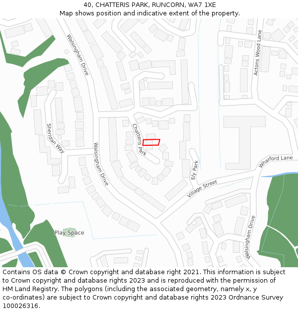 40, CHATTERIS PARK, RUNCORN, WA7 1XE: Location map and indicative extent of plot