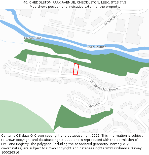 40, CHEDDLETON PARK AVENUE, CHEDDLETON, LEEK, ST13 7NS: Location map and indicative extent of plot