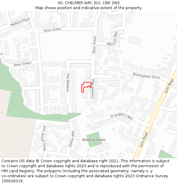 40, CHELMER WAY, ELY, CB6 2WS: Location map and indicative extent of plot