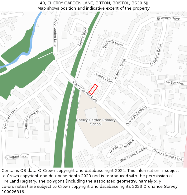 40, CHERRY GARDEN LANE, BITTON, BRISTOL, BS30 6JJ: Location map and indicative extent of plot