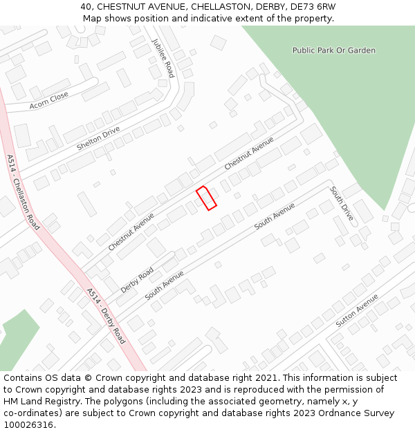 40, CHESTNUT AVENUE, CHELLASTON, DERBY, DE73 6RW: Location map and indicative extent of plot