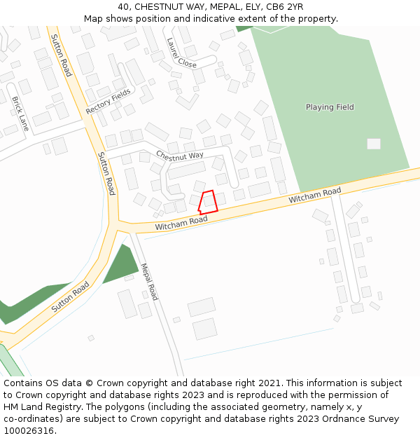 40, CHESTNUT WAY, MEPAL, ELY, CB6 2YR: Location map and indicative extent of plot