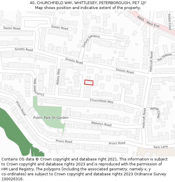 40, CHURCHFIELD WAY, WHITTLESEY, PETERBOROUGH, PE7 1JY: Location map and indicative extent of plot