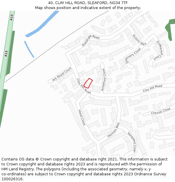 40, CLAY HILL ROAD, SLEAFORD, NG34 7TF: Location map and indicative extent of plot