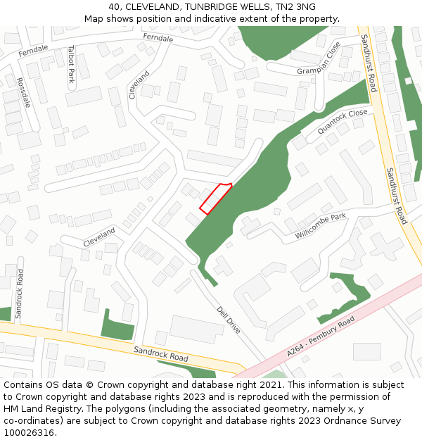 40, CLEVELAND, TUNBRIDGE WELLS, TN2 3NG: Location map and indicative extent of plot