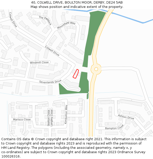 40, COLWELL DRIVE, BOULTON MOOR, DERBY, DE24 5AB: Location map and indicative extent of plot