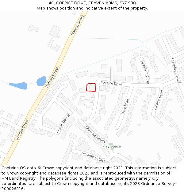 40, COPPICE DRIVE, CRAVEN ARMS, SY7 9RQ: Location map and indicative extent of plot