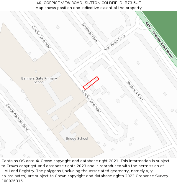 40, COPPICE VIEW ROAD, SUTTON COLDFIELD, B73 6UE: Location map and indicative extent of plot