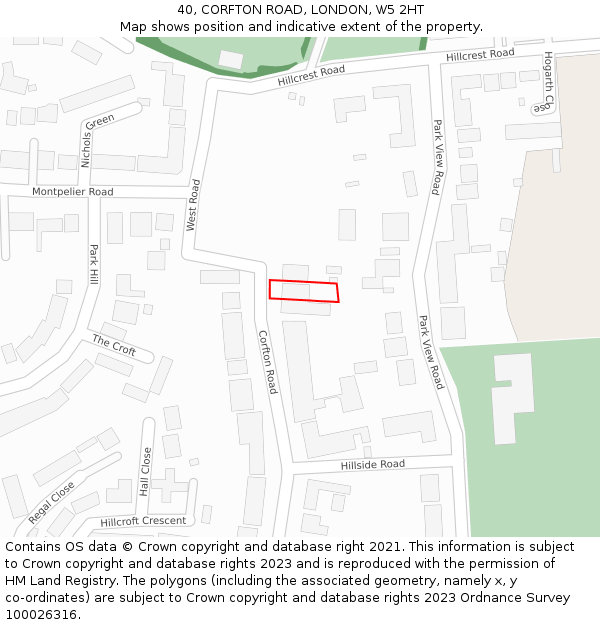 40, CORFTON ROAD, LONDON, W5 2HT: Location map and indicative extent of plot