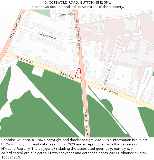 40, COTSWOLD ROAD, SUTTON, SM2 5NW: Location map and indicative extent of plot