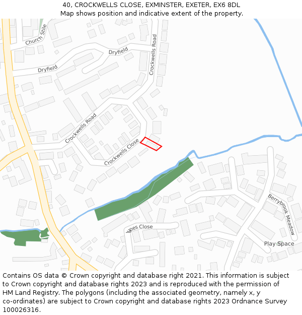 40, CROCKWELLS CLOSE, EXMINSTER, EXETER, EX6 8DL: Location map and indicative extent of plot