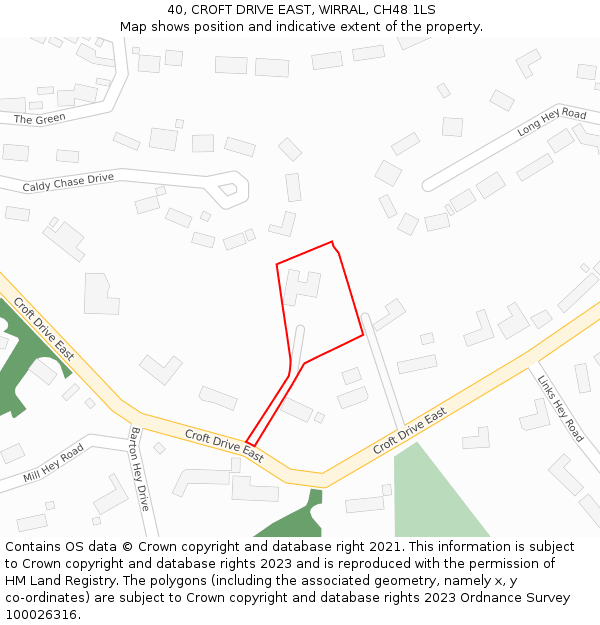 40, CROFT DRIVE EAST, WIRRAL, CH48 1LS: Location map and indicative extent of plot