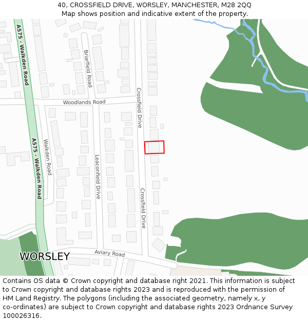 40, CROSSFIELD DRIVE, WORSLEY, MANCHESTER, M28 2QQ: Location map and indicative extent of plot
