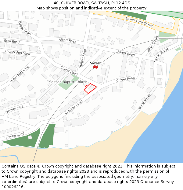 40, CULVER ROAD, SALTASH, PL12 4DS: Location map and indicative extent of plot