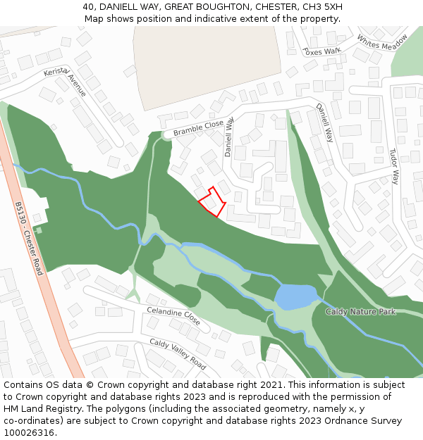 40, DANIELL WAY, GREAT BOUGHTON, CHESTER, CH3 5XH: Location map and indicative extent of plot
