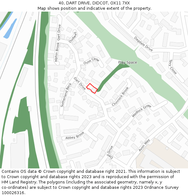 40, DART DRIVE, DIDCOT, OX11 7XX: Location map and indicative extent of plot