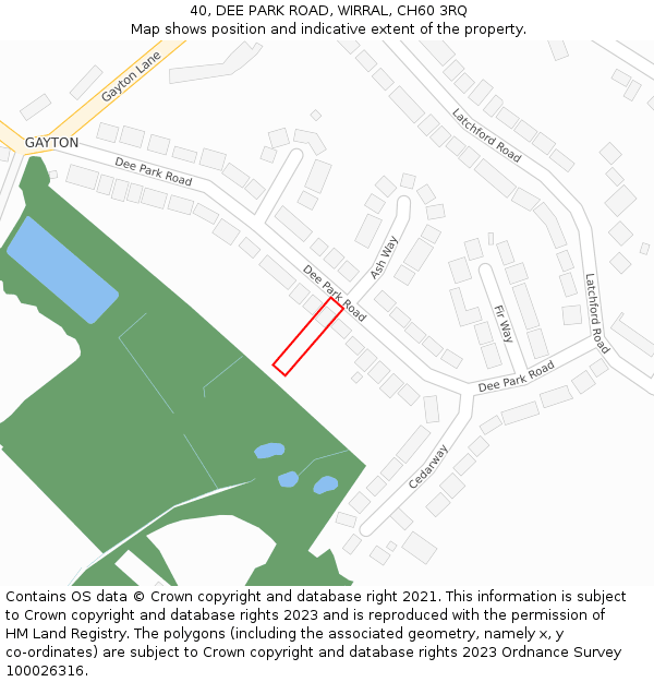 40, DEE PARK ROAD, WIRRAL, CH60 3RQ: Location map and indicative extent of plot