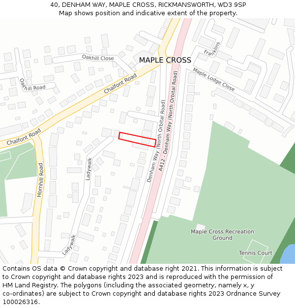 40, DENHAM WAY, MAPLE CROSS, RICKMANSWORTH, WD3 9SP: Location map and indicative extent of plot