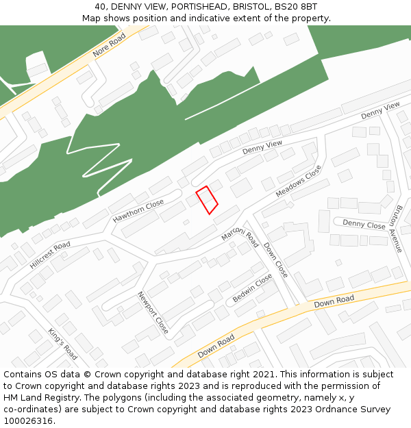 40, DENNY VIEW, PORTISHEAD, BRISTOL, BS20 8BT: Location map and indicative extent of plot