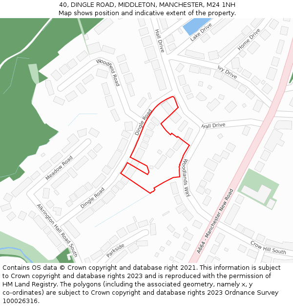 40, DINGLE ROAD, MIDDLETON, MANCHESTER, M24 1NH: Location map and indicative extent of plot