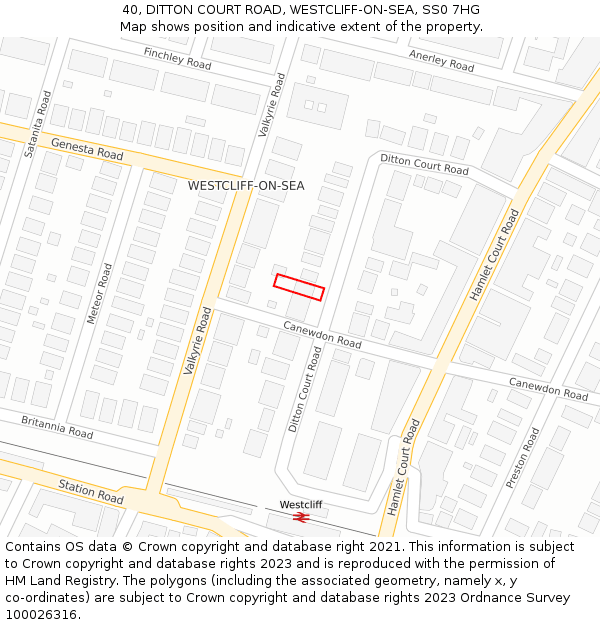 40, DITTON COURT ROAD, WESTCLIFF-ON-SEA, SS0 7HG: Location map and indicative extent of plot