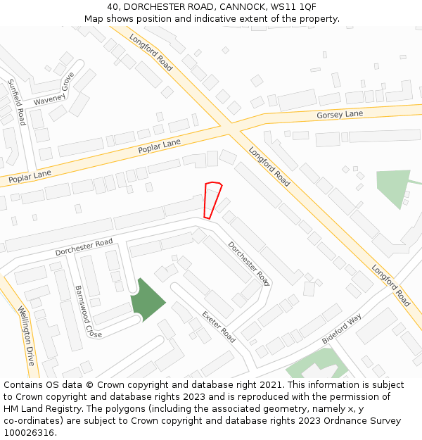 40, DORCHESTER ROAD, CANNOCK, WS11 1QF: Location map and indicative extent of plot