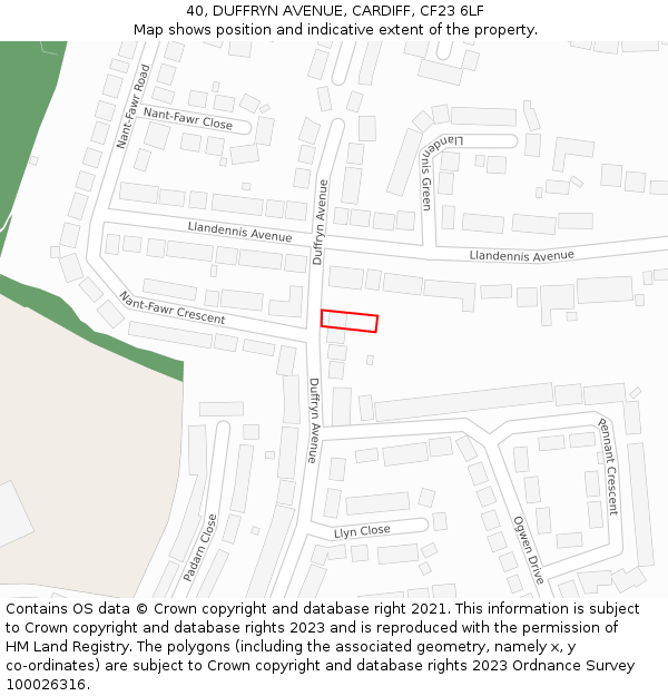 40, DUFFRYN AVENUE, CARDIFF, CF23 6LF: Location map and indicative extent of plot