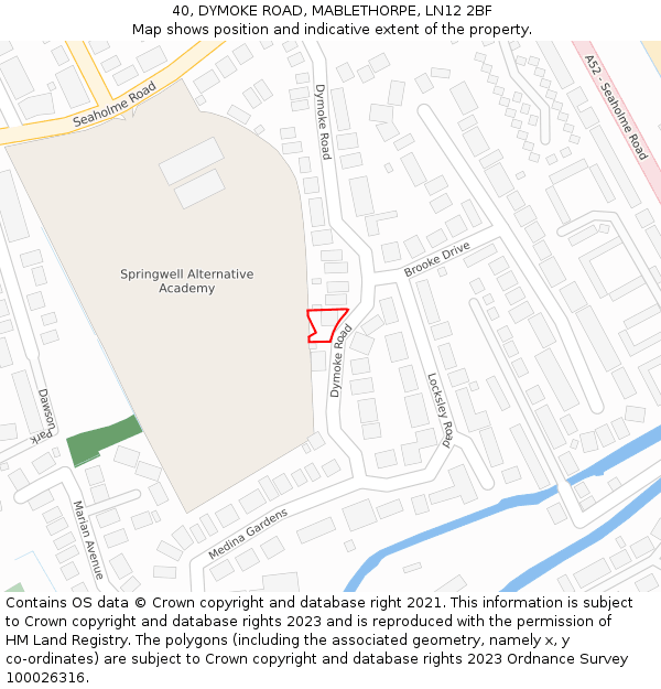 40, DYMOKE ROAD, MABLETHORPE, LN12 2BF: Location map and indicative extent of plot