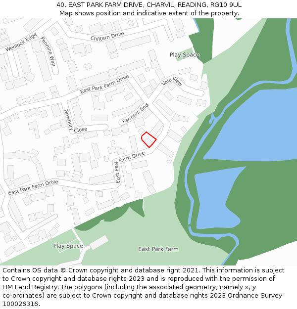 40, EAST PARK FARM DRIVE, CHARVIL, READING, RG10 9UL: Location map and indicative extent of plot