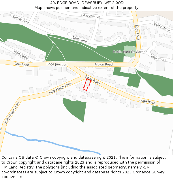 40, EDGE ROAD, DEWSBURY, WF12 0QD: Location map and indicative extent of plot