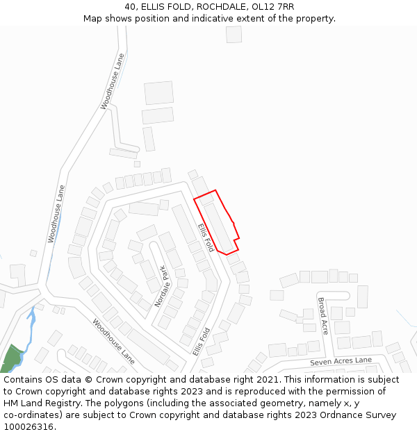 40, ELLIS FOLD, ROCHDALE, OL12 7RR: Location map and indicative extent of plot