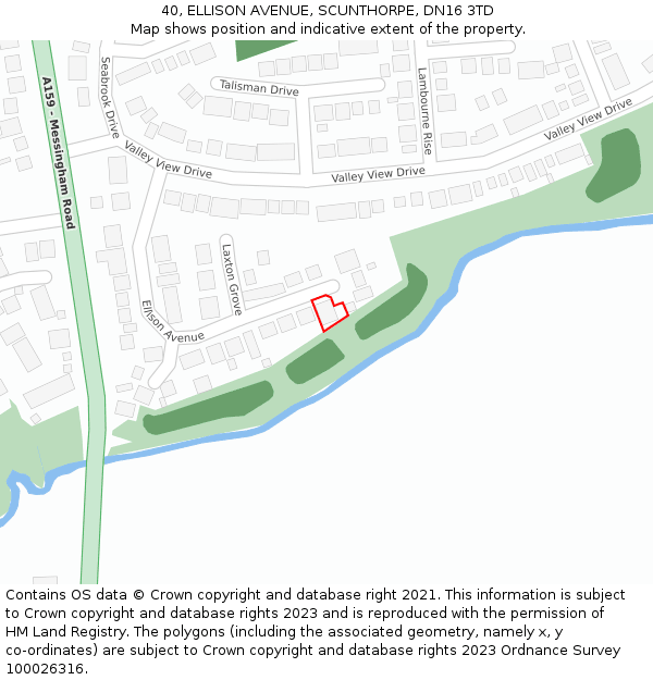 40, ELLISON AVENUE, SCUNTHORPE, DN16 3TD: Location map and indicative extent of plot