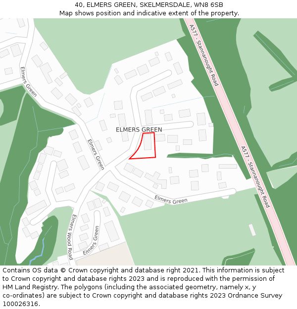 40, ELMERS GREEN, SKELMERSDALE, WN8 6SB: Location map and indicative extent of plot