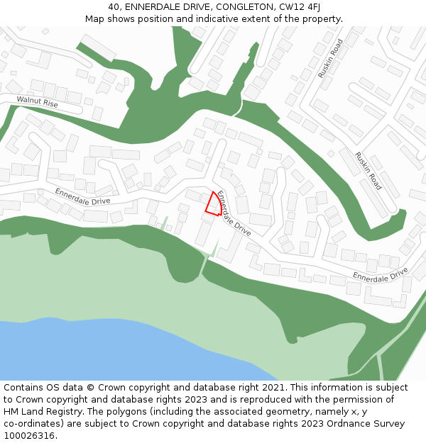 40, ENNERDALE DRIVE, CONGLETON, CW12 4FJ: Location map and indicative extent of plot