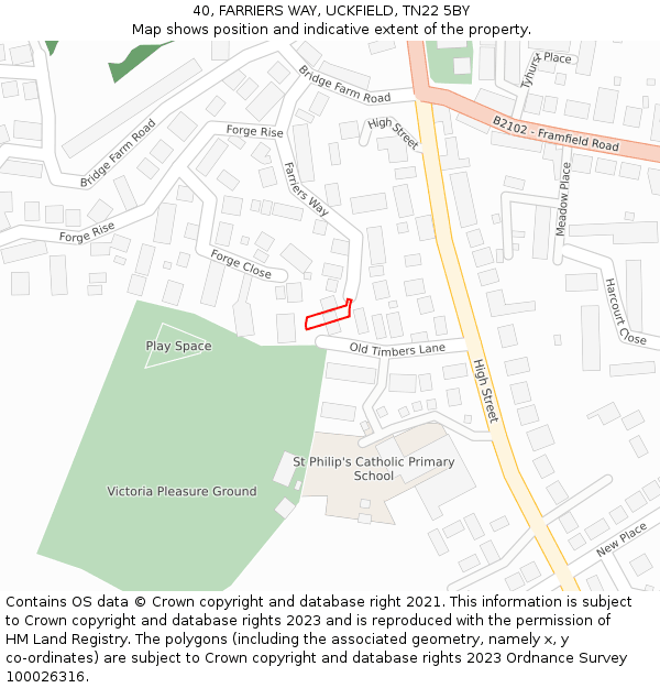 40, FARRIERS WAY, UCKFIELD, TN22 5BY: Location map and indicative extent of plot