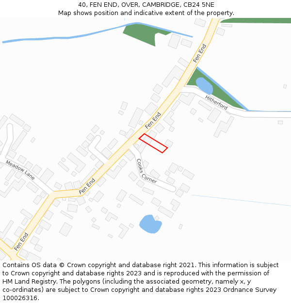 40, FEN END, OVER, CAMBRIDGE, CB24 5NE: Location map and indicative extent of plot