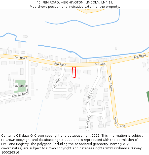 40, FEN ROAD, HEIGHINGTON, LINCOLN, LN4 1JL: Location map and indicative extent of plot